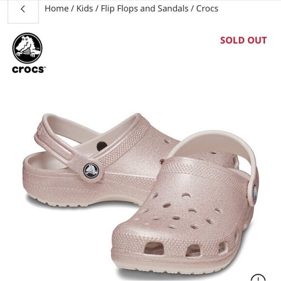 Crocs Clogs Classic Glitter Ballerina Coquette Rosegold Pink Infant Baby Size 5 - Picture 11 of 11